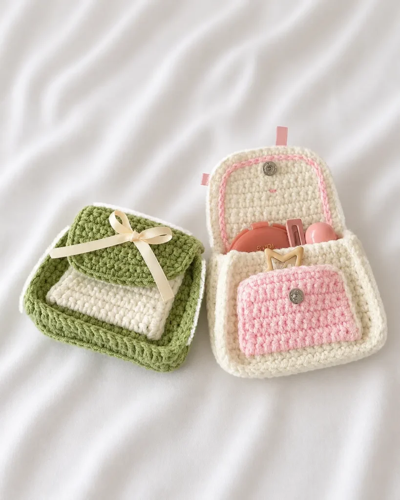 Charming & Beginner-Friendly Two-Tone Crochet Pouches Free Step-by-Step Pattern