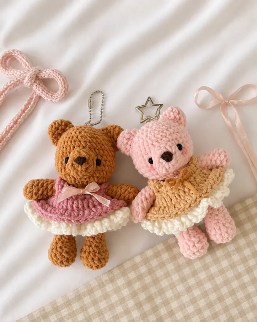 Free Coquette Bear Crochet Keychain Pattern Step-by-Step