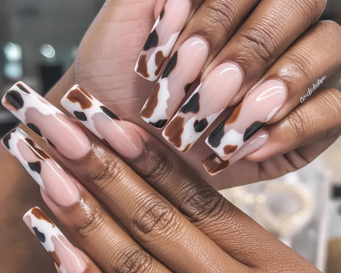 A stunning display of western nails ideas showcasing cow print, star designs, and colorful patterns.