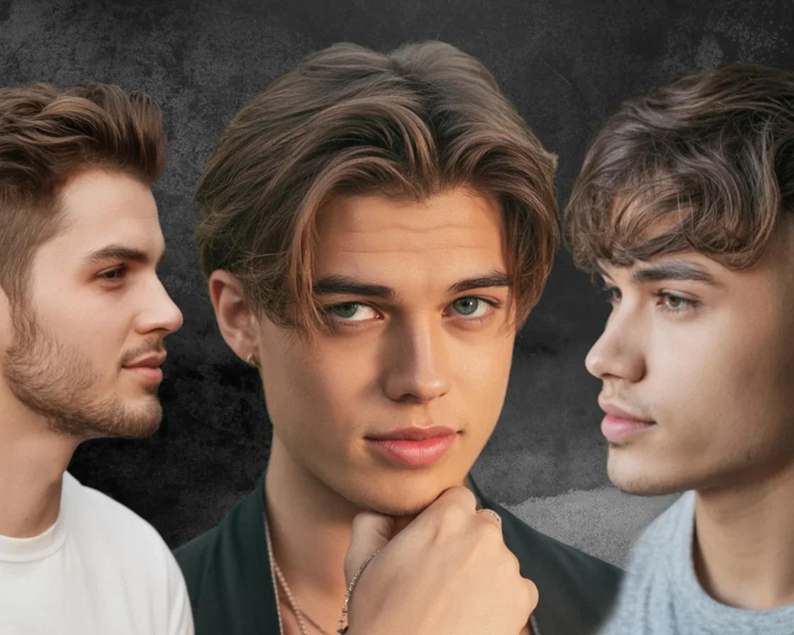 A collection of trendy teen hairstyles for boys in 2025 showcasing modern cuts and styles.