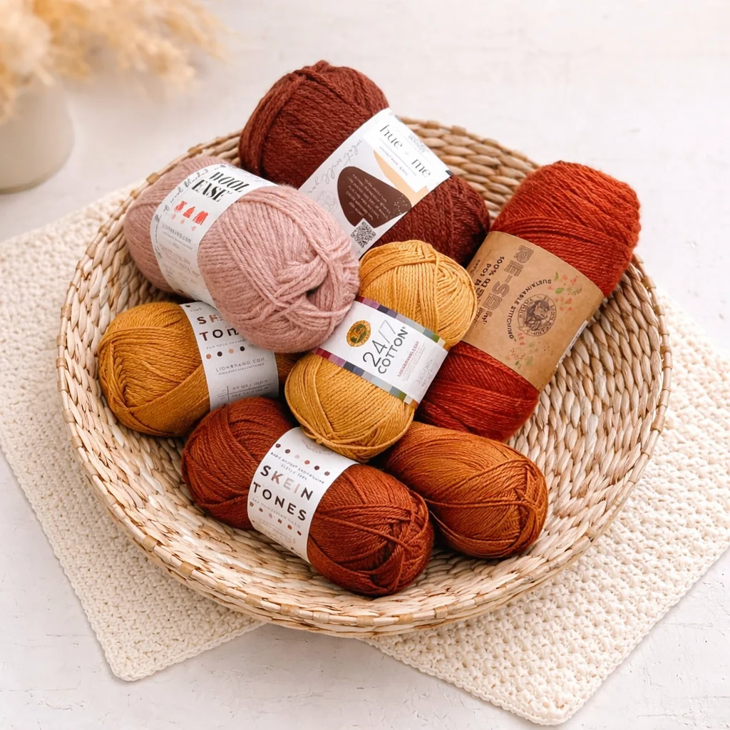 Essential beginner crochet supplies, including hooks, yarn, and tools for new crocheters.