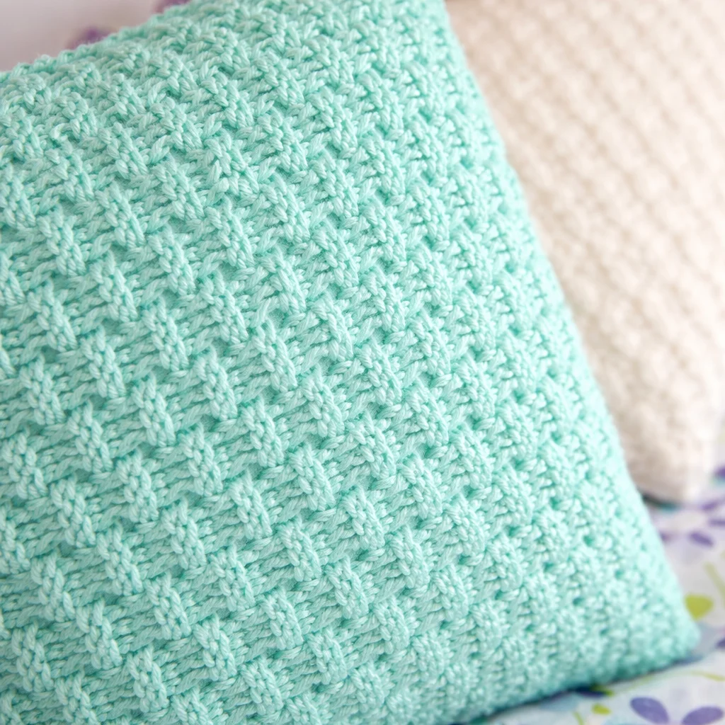 Cozy crochet pillow cover pattern featuring the alpine stitch.