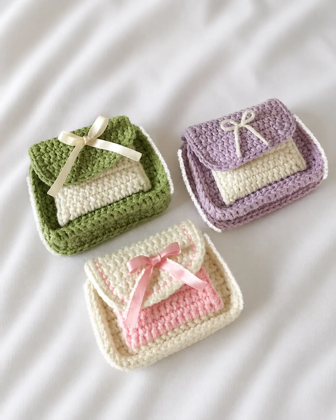 Charming & Beginner-Friendly Two-Tone Crochet Pouches Free Step-by-Step Pattern