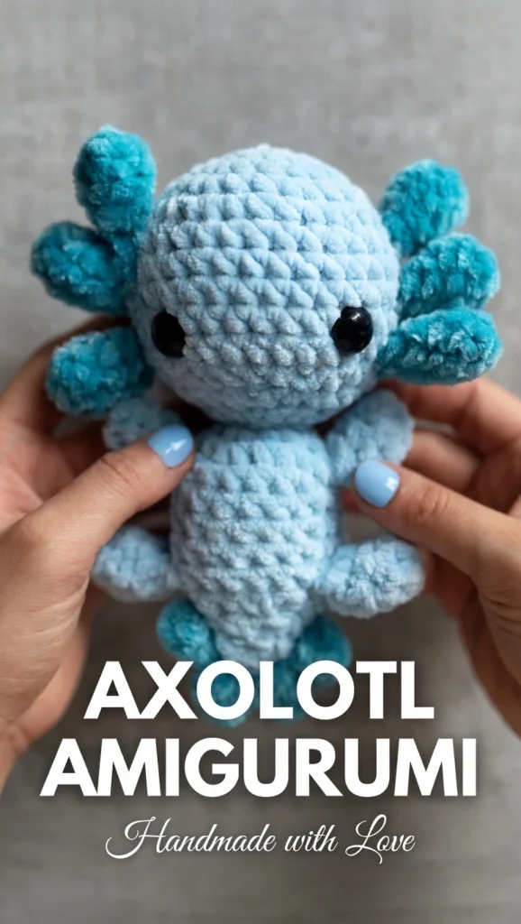 Crochet an adorable no-sew axolotl with this free amigurumi pattern