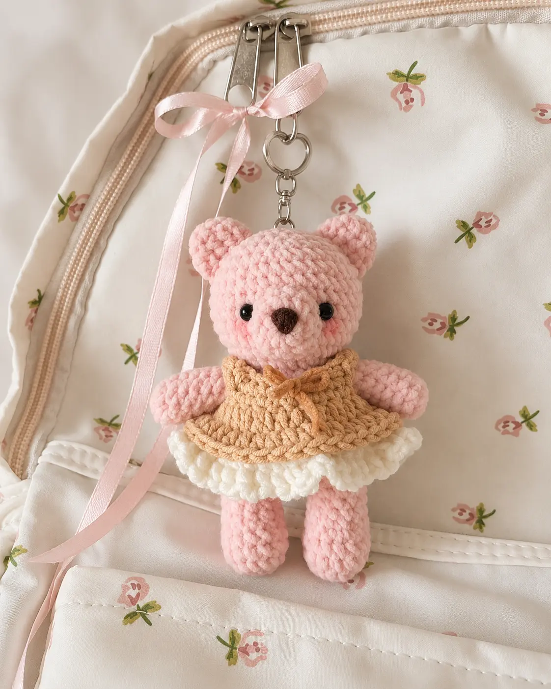 Free Coquette Bear Crochet Keychain Pattern Step-by-Step