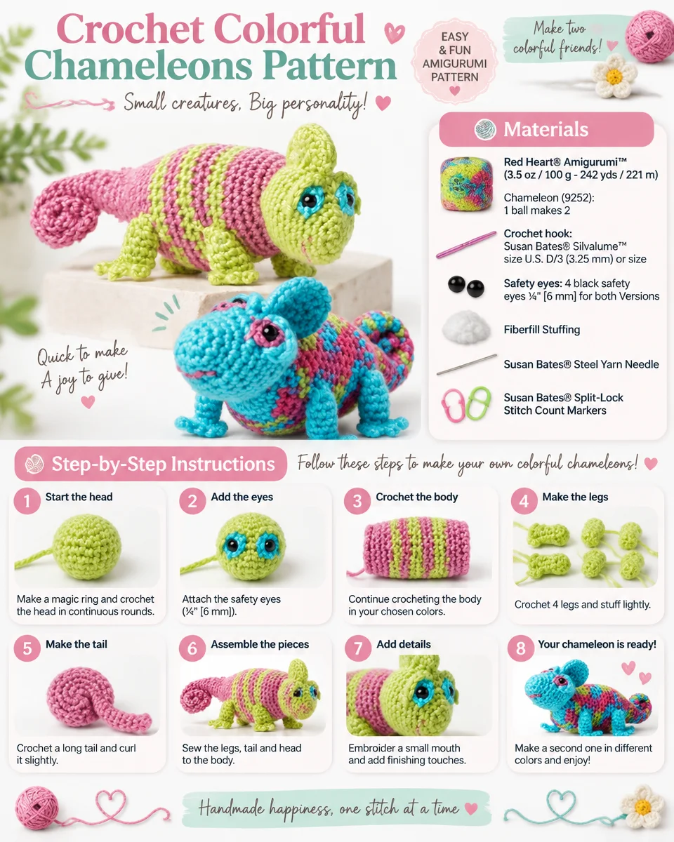 Colorful Crochet Chameleon Pattern