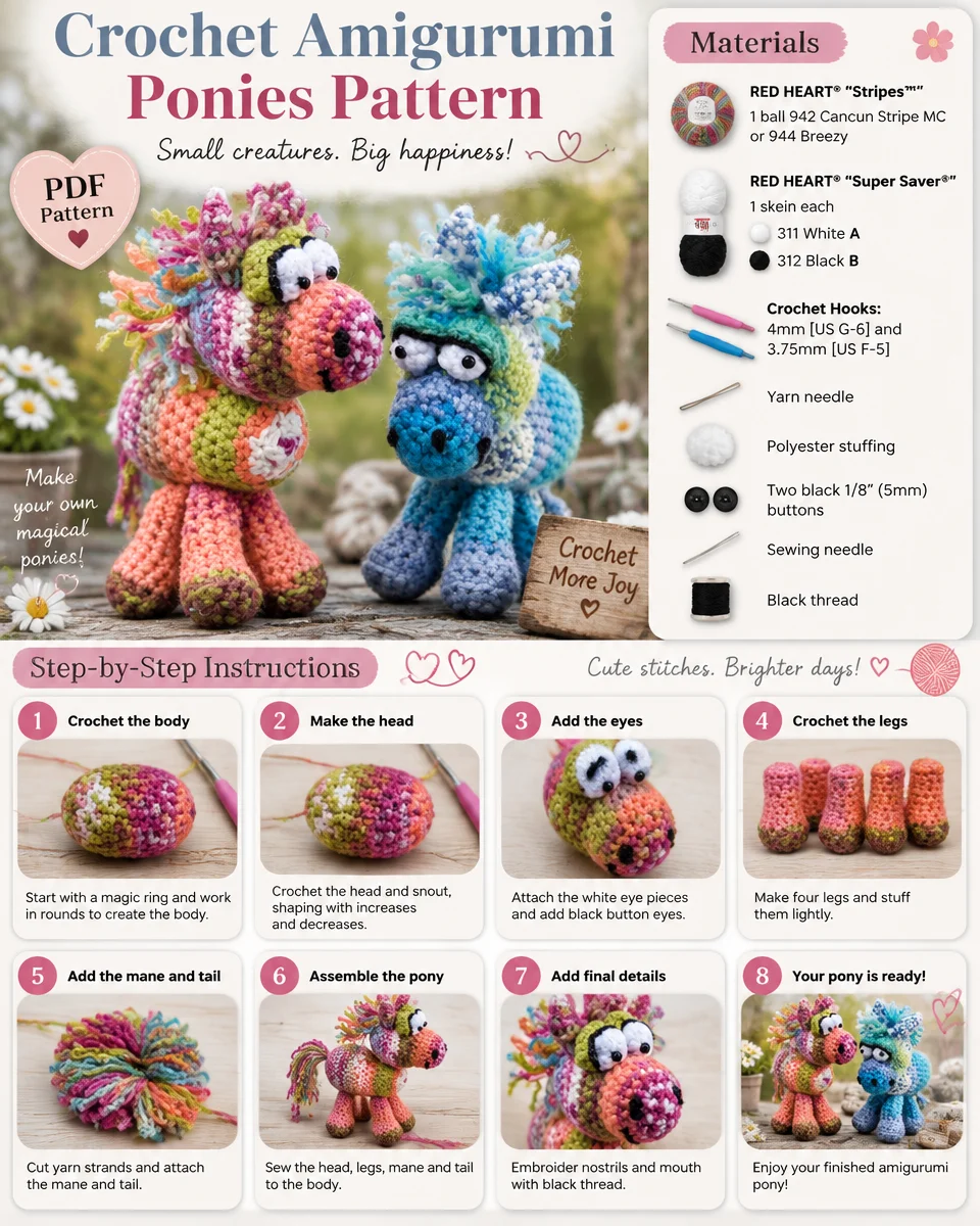 Crochet Amigurumi Ponies Pattern