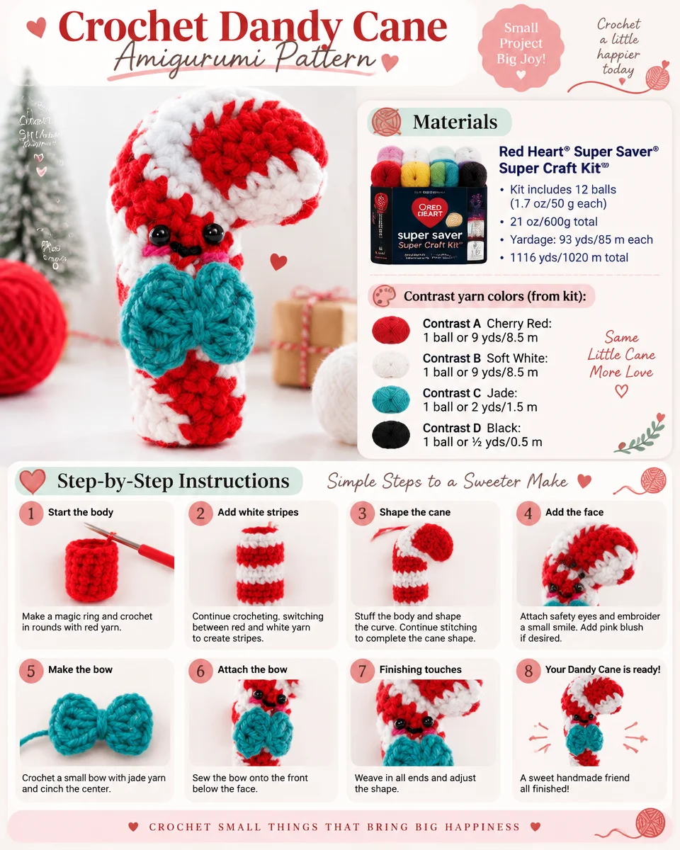 Crochet Candy Cane Amigurumi Pattern