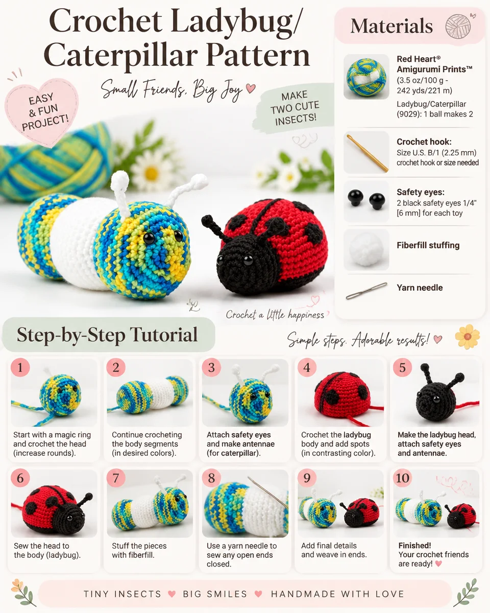 Crochet Ladybug and Caterpillar Amigurumi Pattern
