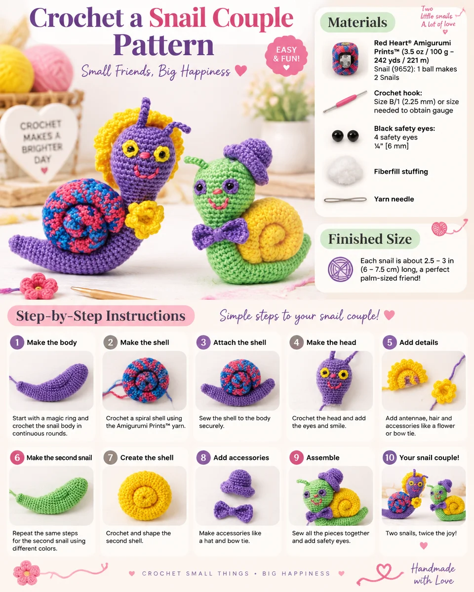 Crochet Pattern for a Snail Couple