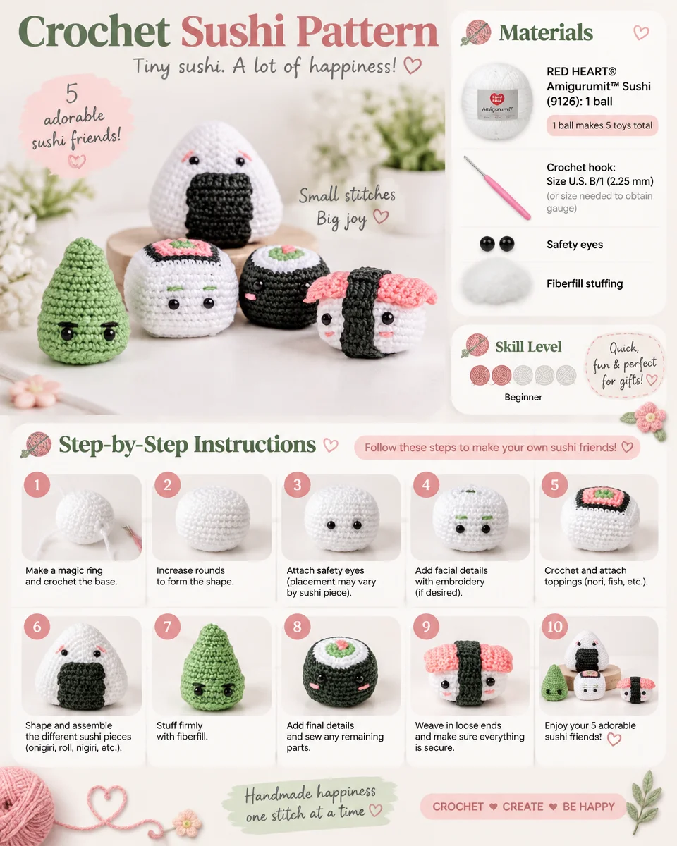 Crochet Sushi Pattern Tutorial