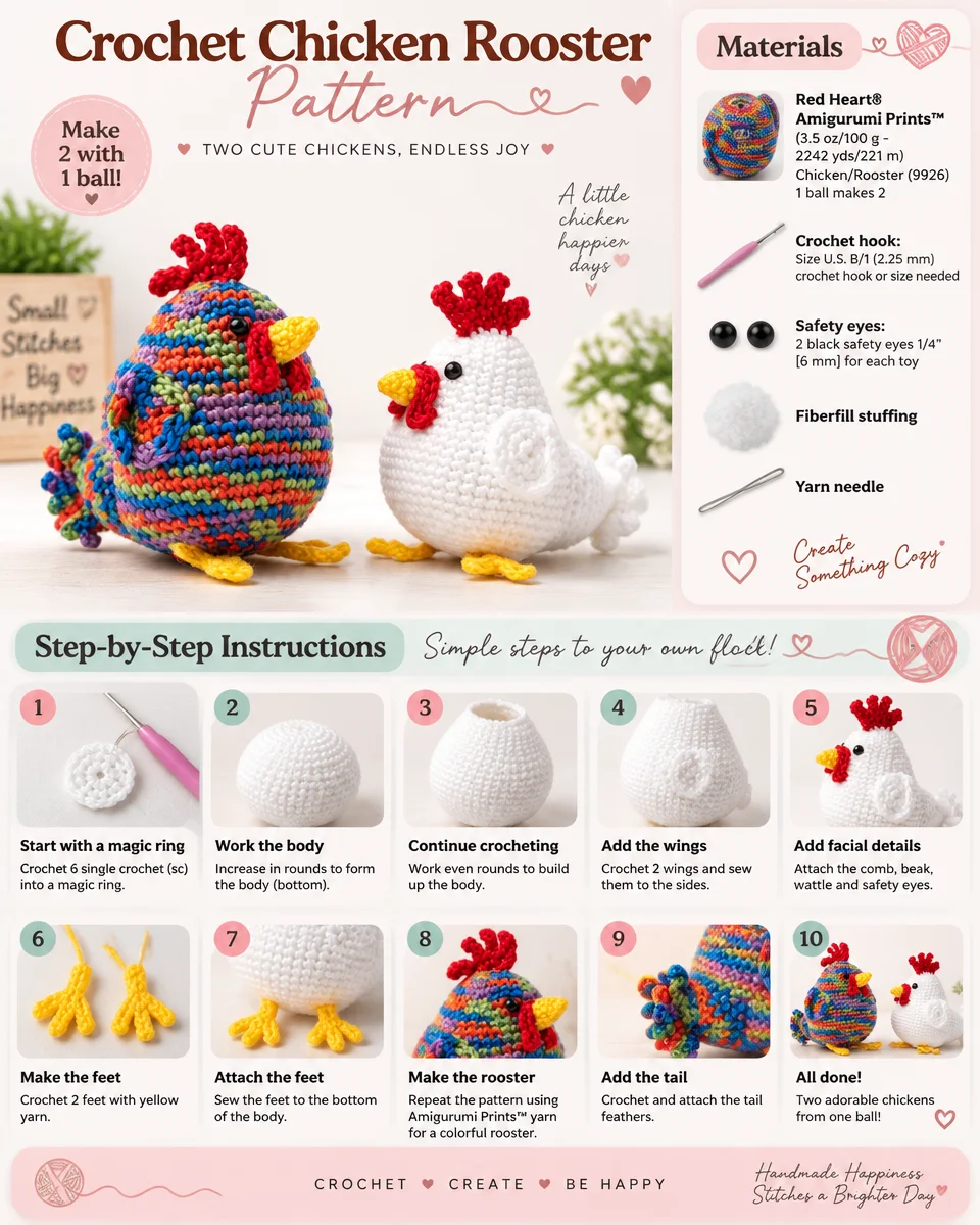 Cuddly Crochet Rooster: A Plush Chicken Pattern