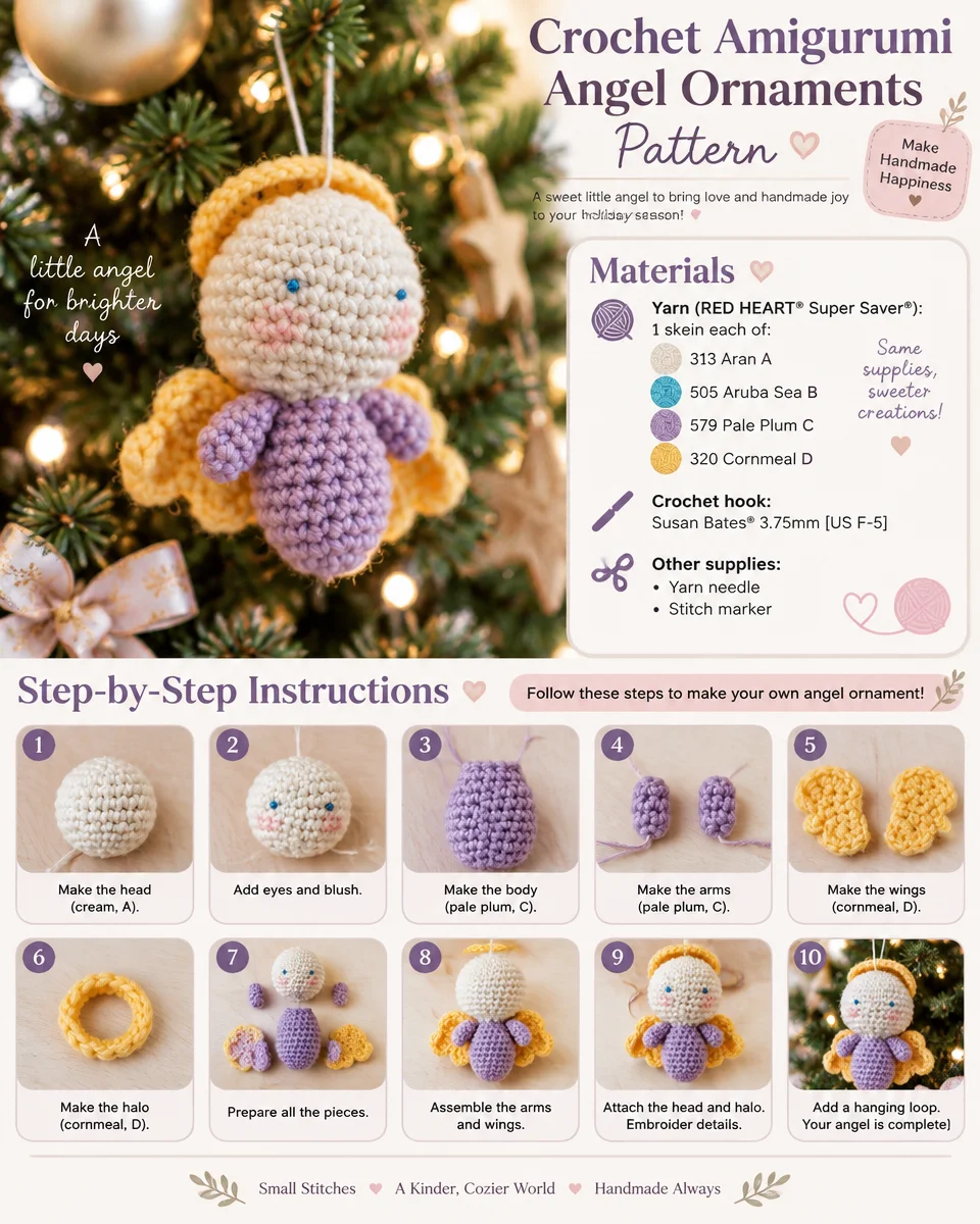 Delicate Crochet Amigurumi Angel Ornaments Pattern