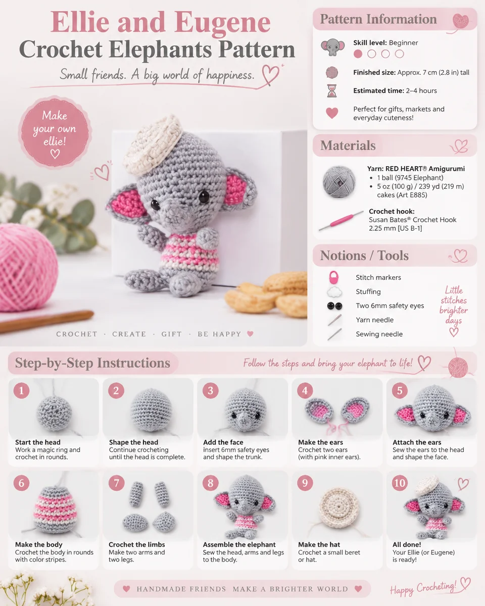 Ellie and Eugene Crochet Elephant Pattern