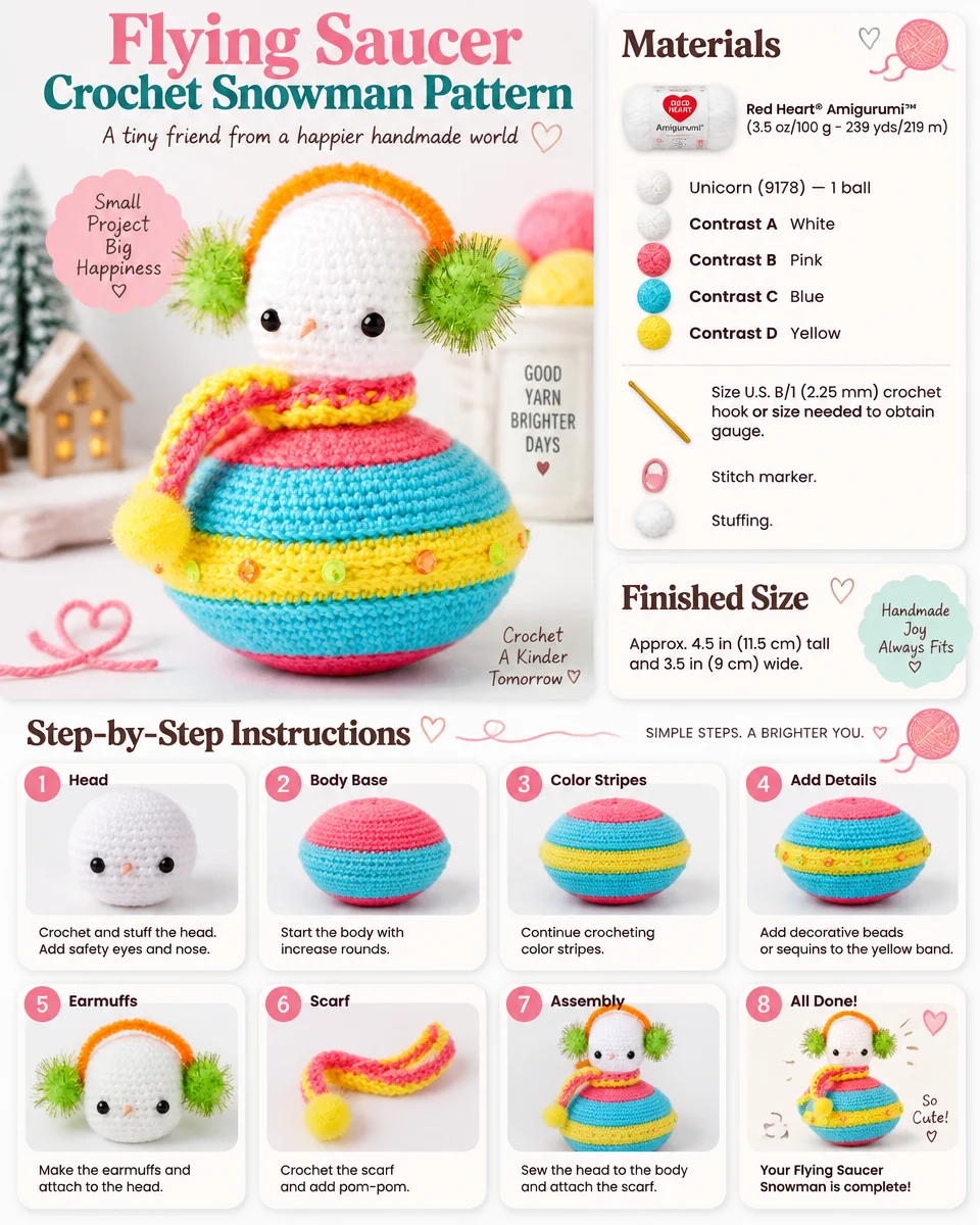 Flying Saucer Crochet Snowman Pattern