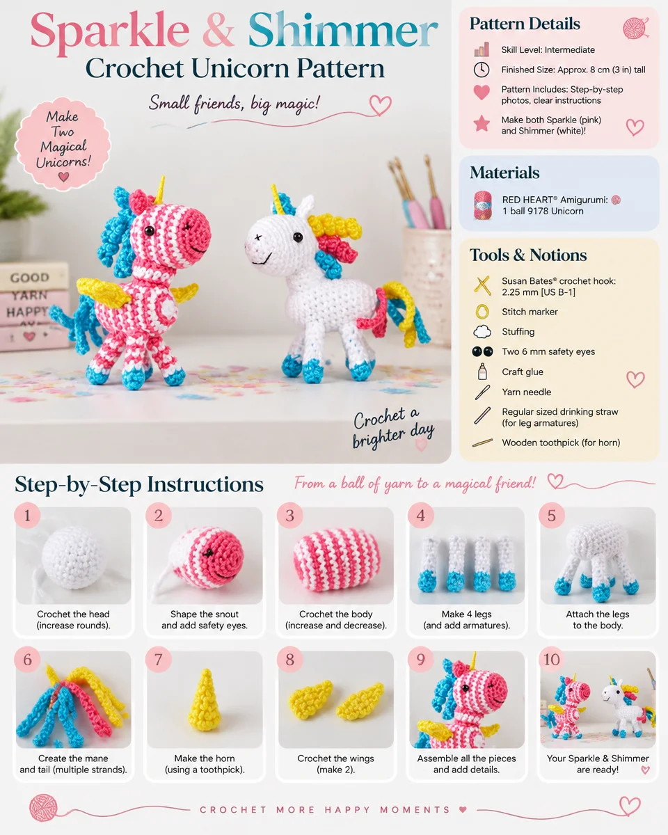 Glittering Crochet Unicorn Pattern