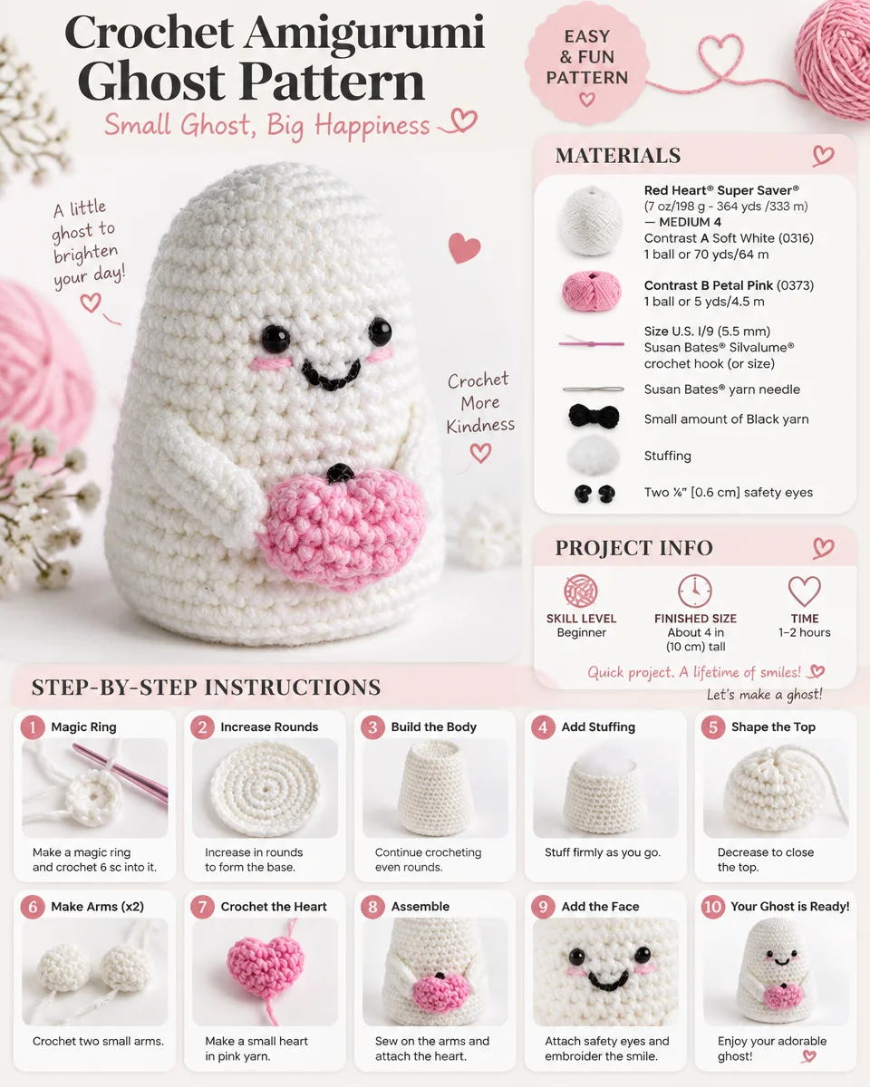 How to Crochet a Friendly Ghost Amigurumi