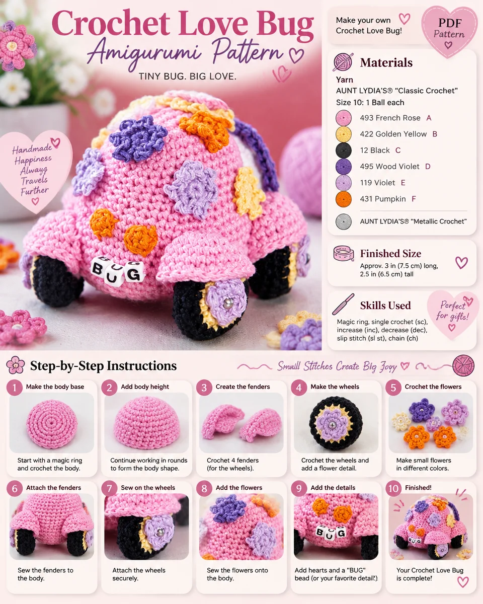 Love Bug Crochet Amigurumi Pattern