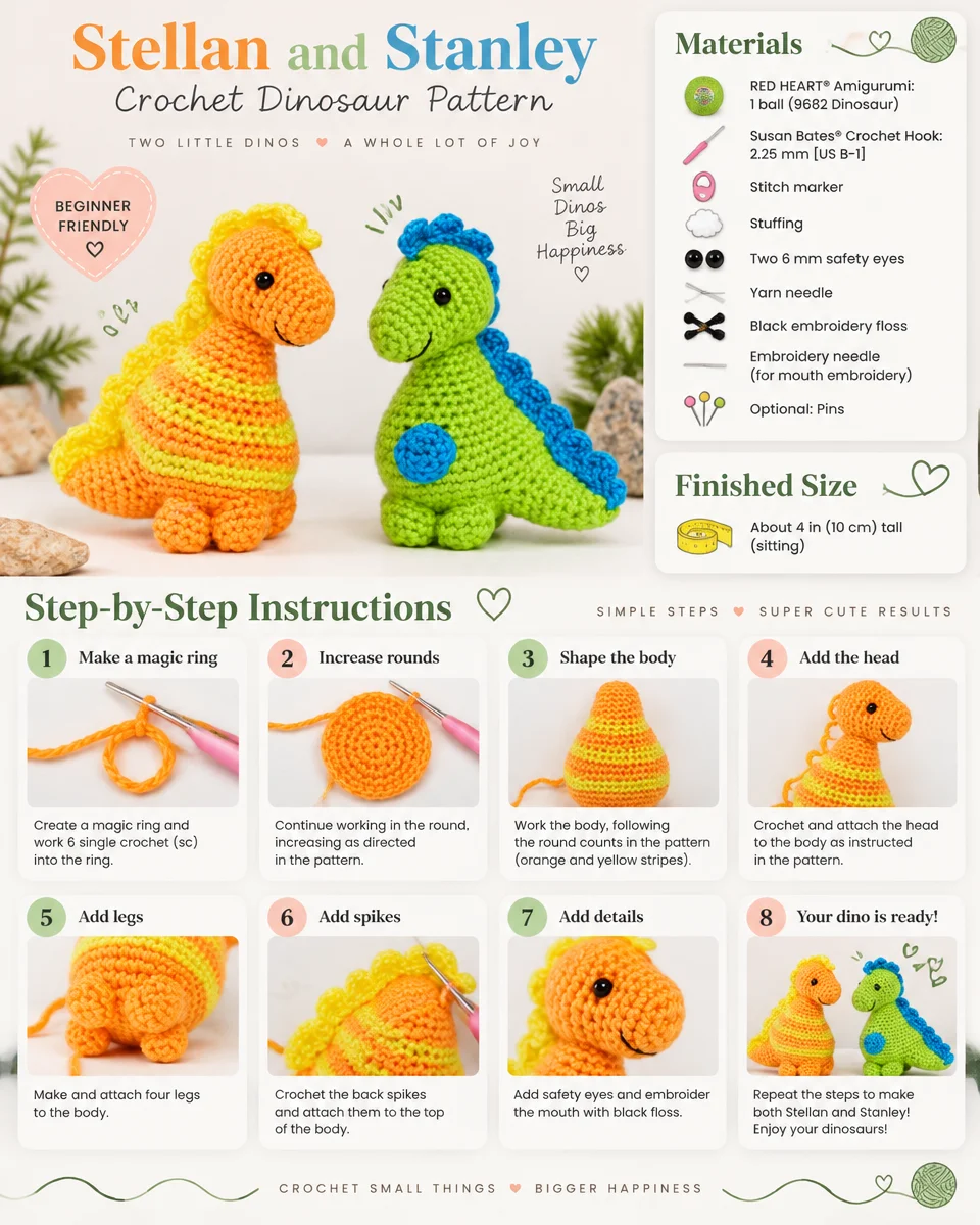 Stellan and Stanley's Crochet Dinosaur Pattern