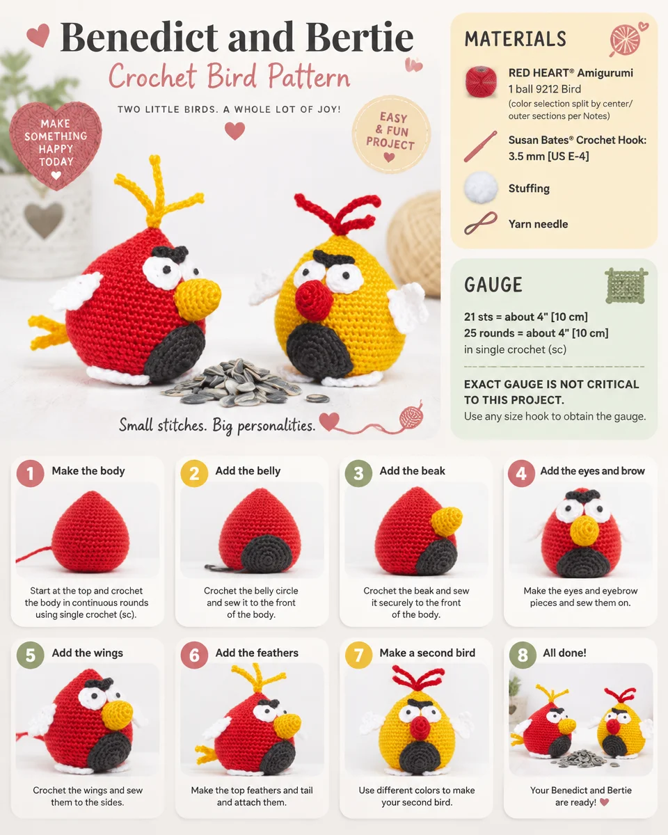 The Benedict and Bertie Crochet Bird Pattern