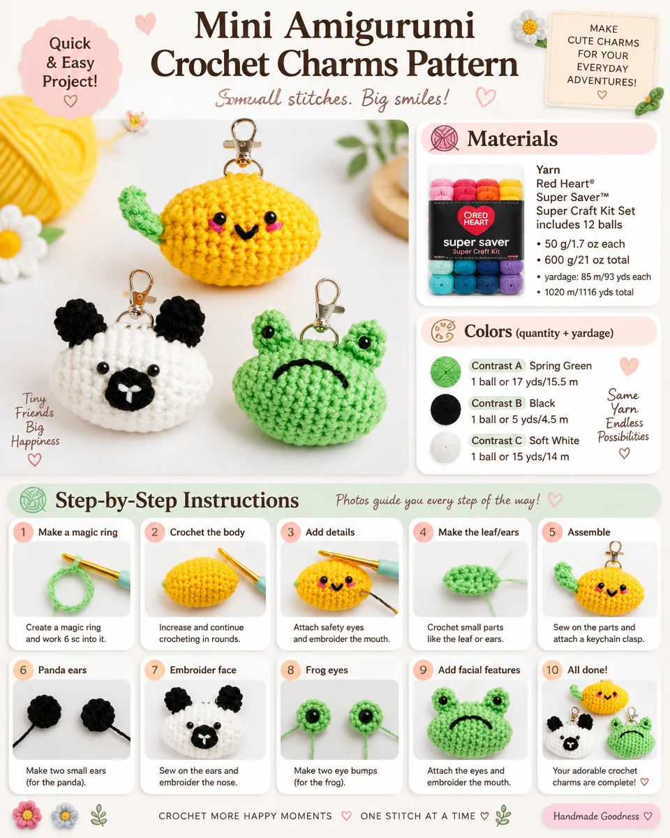Tiny Amigurumi Crochet Charms Pattern
