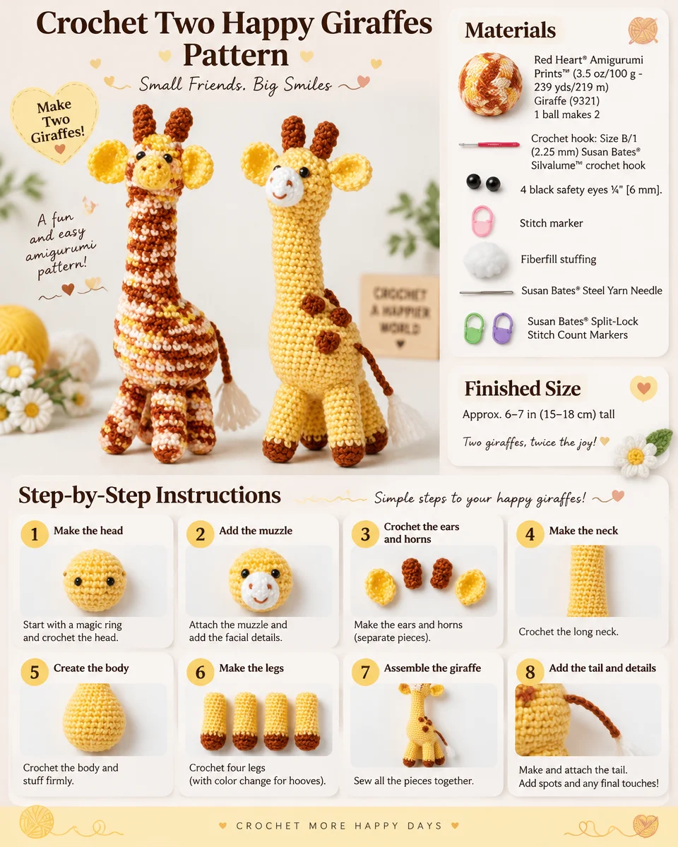 Two Happy Giraffes Crochet Pattern